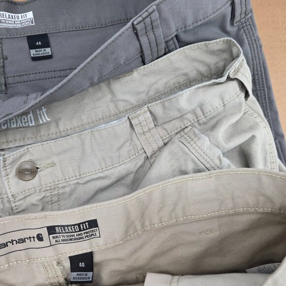 Carhartt Mens Rugged Flex Canvas Work Shorts Size 40 Relaxed Fit  Gray Khaki 3of - Picture 6 of 16